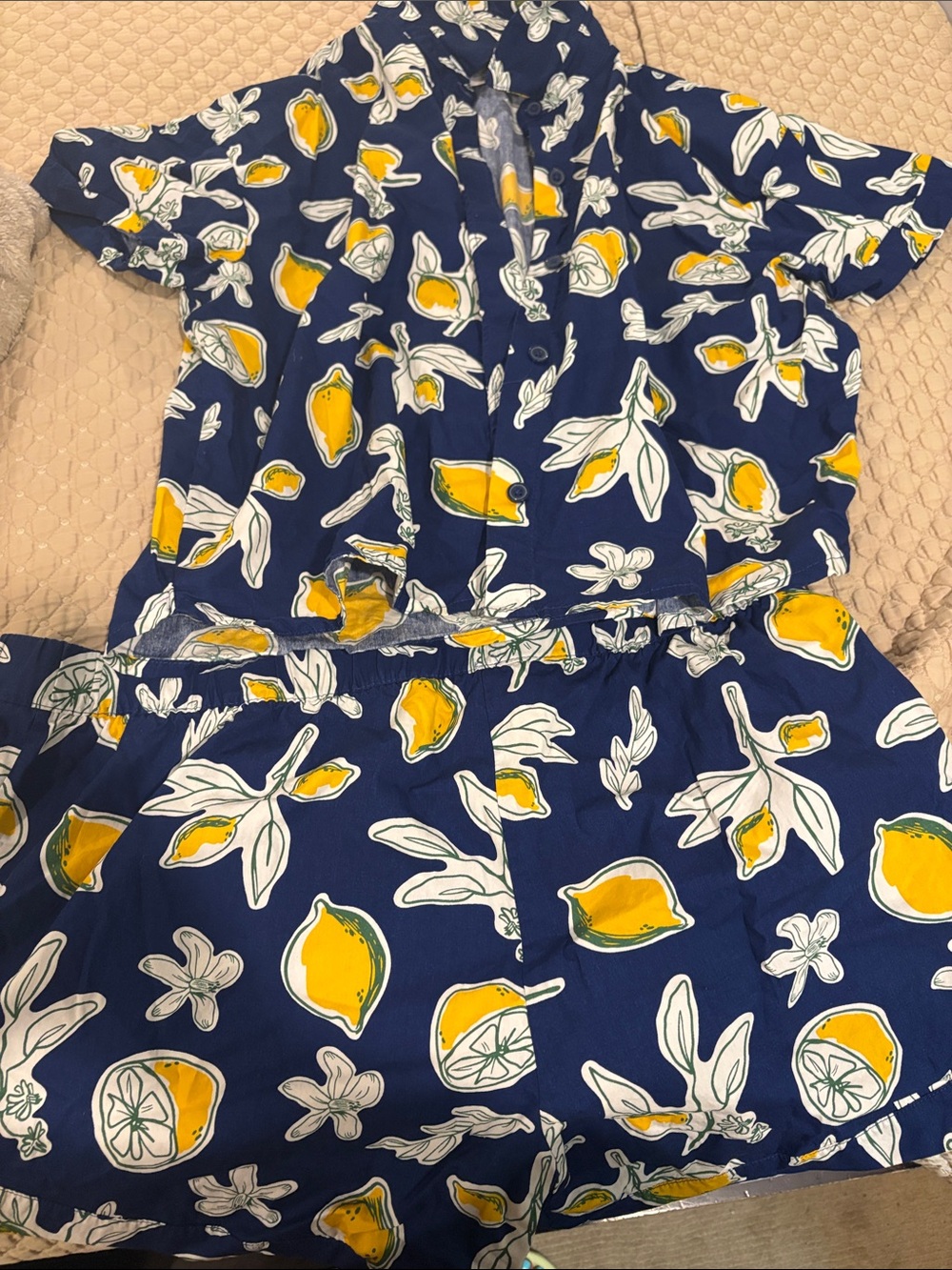 Serra Navy Blue Lemon Print Women's Shorts